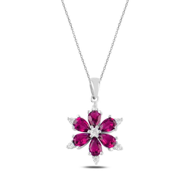 Lotus%20Flower%20Teardrop%20Colored%20CZ%20Necklace