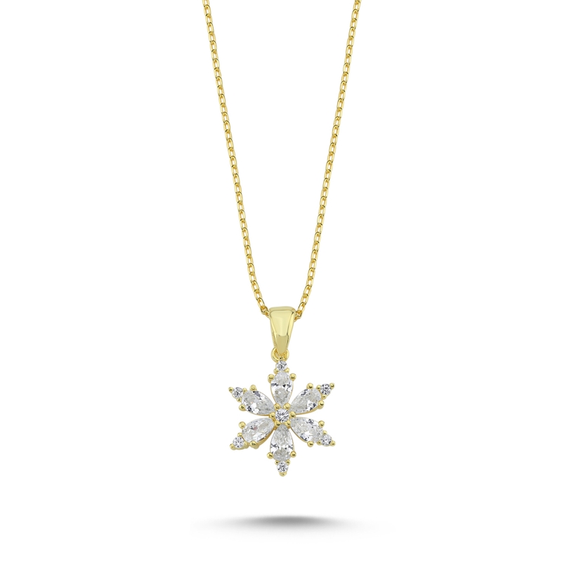 Lotus%20Flower%20Teardrop%20CZ%20Necklace-Altın%20kaplama