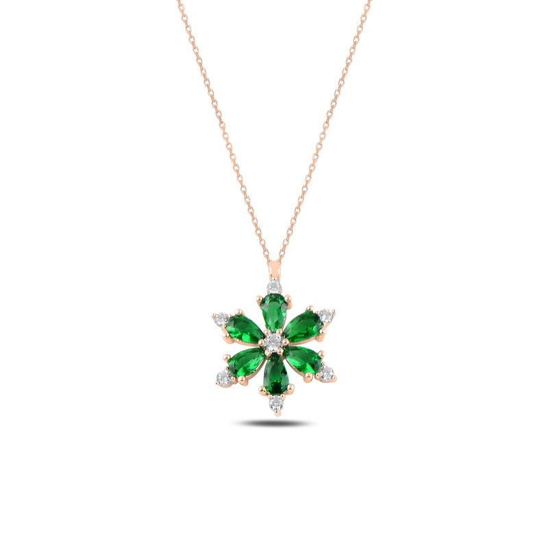 Lotus%20Flower%20Emerald%20CZ%20Necklace-Rose%20Gold%20Plated