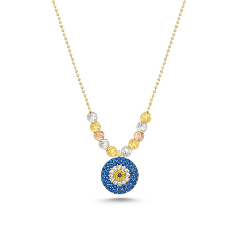 Evil%20Eye%20Diamond%20Cut%20Tricolor%20Ball%20&%20CZ%20Necklace-Gold%20Plated