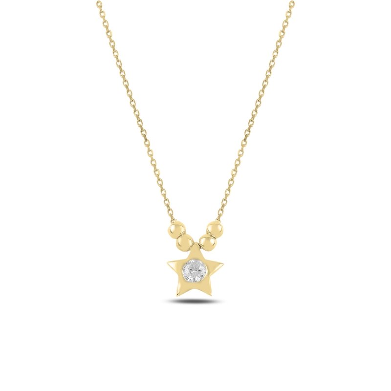 Ball%20&%20Star%20Solitaire%20CZ%20Necklace-Gold%20Plated