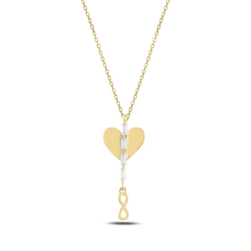 Heart%20&%20Dangle%20Infinity%20Baguette%20CZ%20Necklace-Gold%20Plated