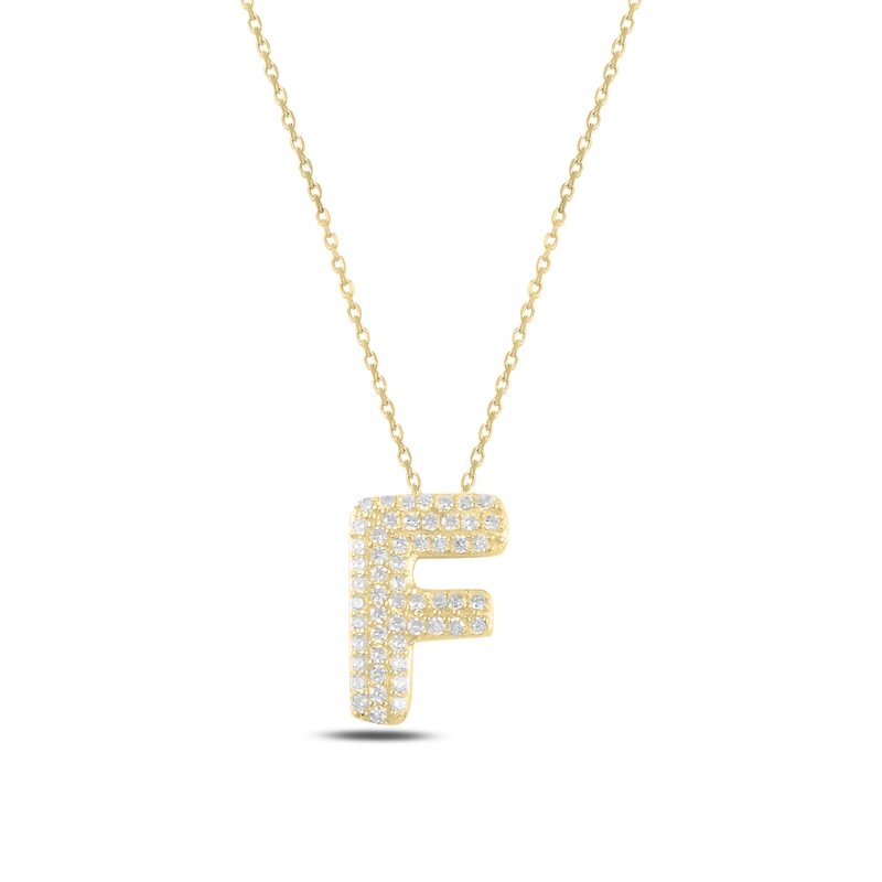 -F-%20Initial%20CZ%20Necklace-Gold%20Plated