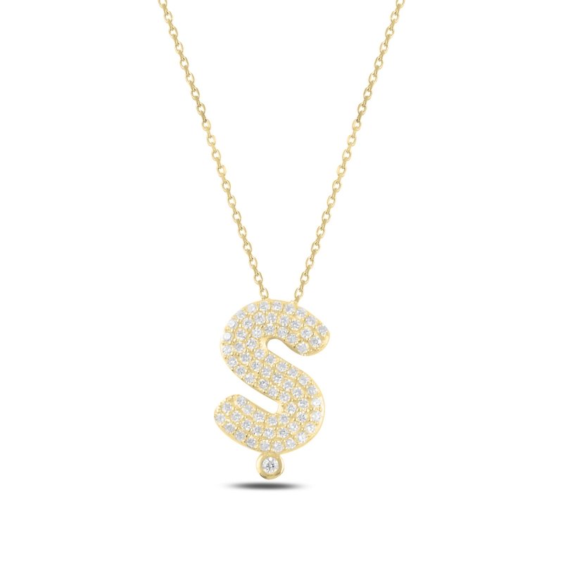 -Ş-%20Initial%20CZ%20Necklace-Gold%20Plated