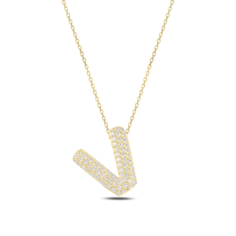 -V-%20Initial%20CZ%20Necklace-Gold%20Plated