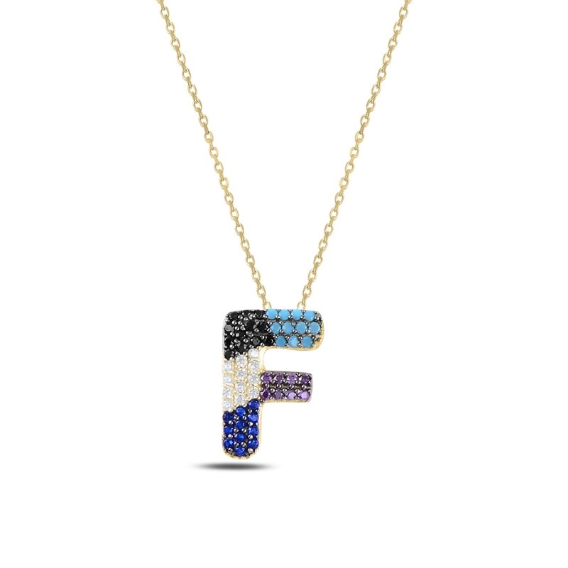 -F-%20Initial%20Multi%20Color%20CZ%20Necklace-Gold%20Plated