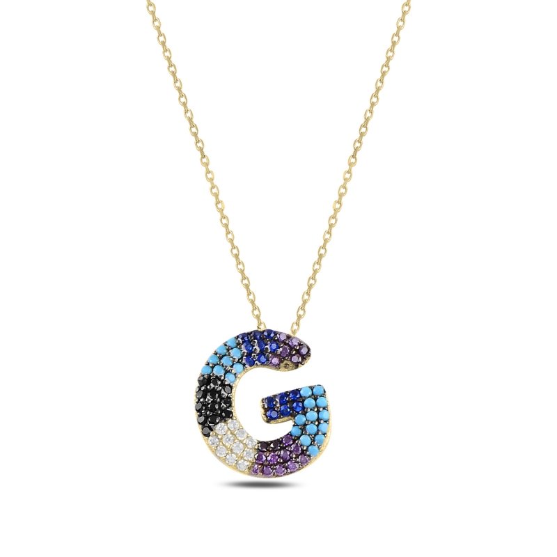 -G-%20Initial%20Multi%20Color%20CZ%20Necklace-Gold%20Plated