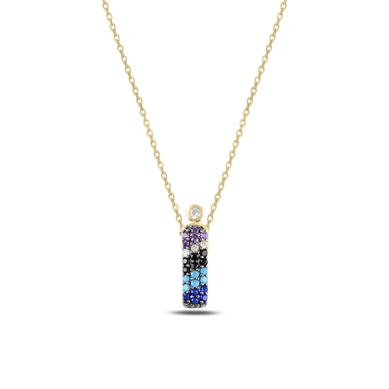 -İ-%20Initial%20Multi%20Color%20CZ%20Necklace-Gold%20Plated