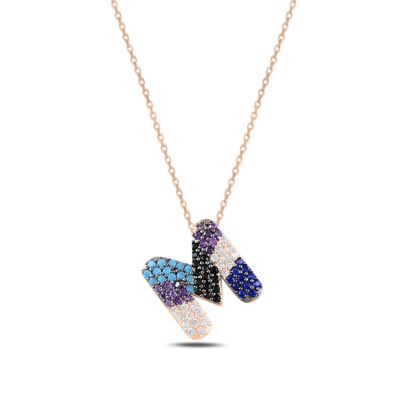 -M-%20Initial%20Multi%20Color%20CZ%20Necklace-Rose%20Gold%20Plated