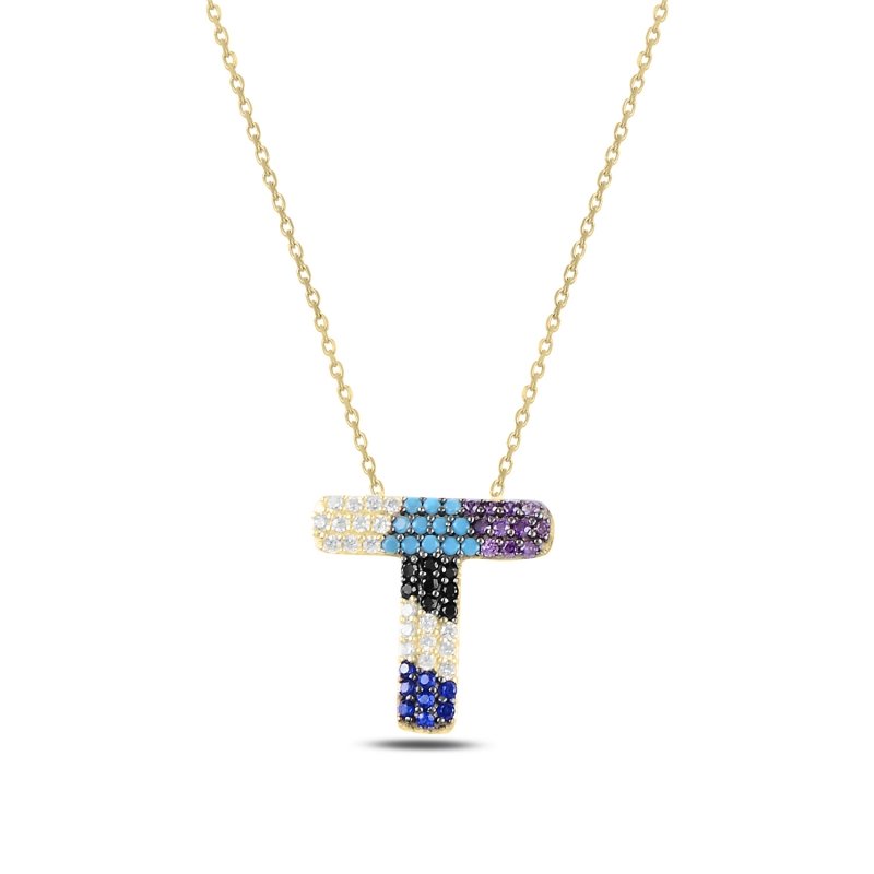 -T-%20Initial%20Multi%20Color%20CZ%20Necklace-Gold%20Plated