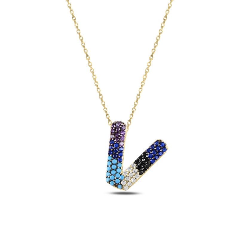 -V-%20Initial%20Multi%20Color%20CZ%20Necklace-Gold%20Plated