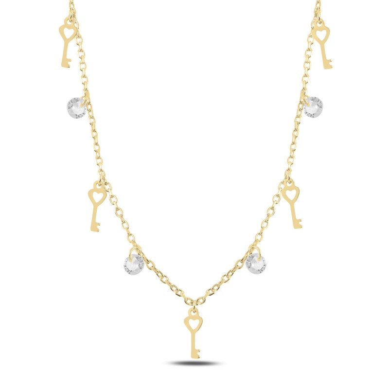 Dangle%20Key%20&%20CZ%20Charm%20Necklace-Gold%20Plated