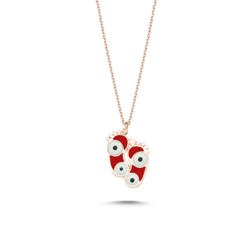 Evil%20Eye%20&%20Footprint%20Red%20Enamel%20Necklace-Rose%20Gold%20Plated