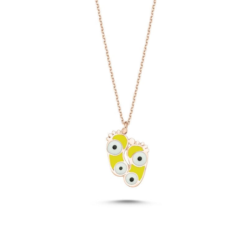 Evil%20Eye%20&%20Footprint%20Yellow%20Enamel%20Necklace-Rose%20Gold%20Plated