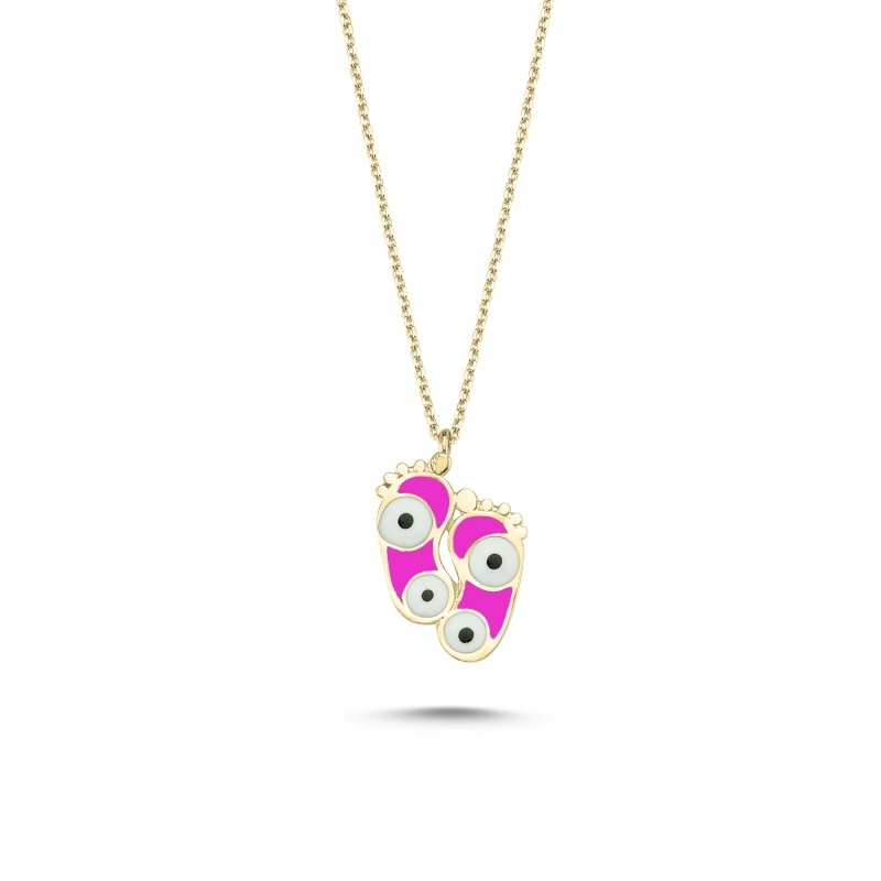 Evil%20Eye%20&%20Footprint%20Pink%20Enamel%20Necklace