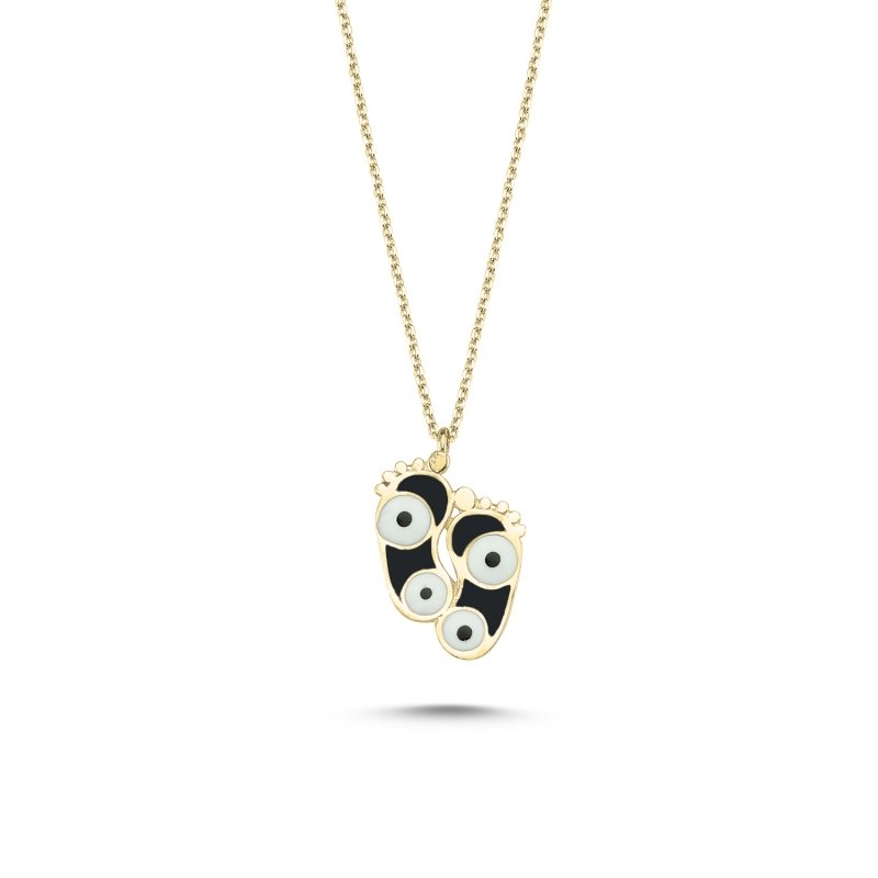 Evil%20Eye%20&%20Footprint%20Black%20Enamel%20Necklace-Gold%20Plated