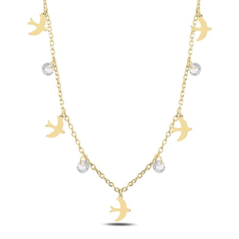 Dangle%20Bird%20&%20CZ%20Charm%20Necklace-Gold%20Plated