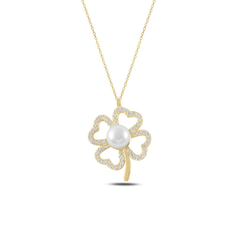 Clover%20Pearl%20&%20CZ%20Necklace-Gold%20Plated