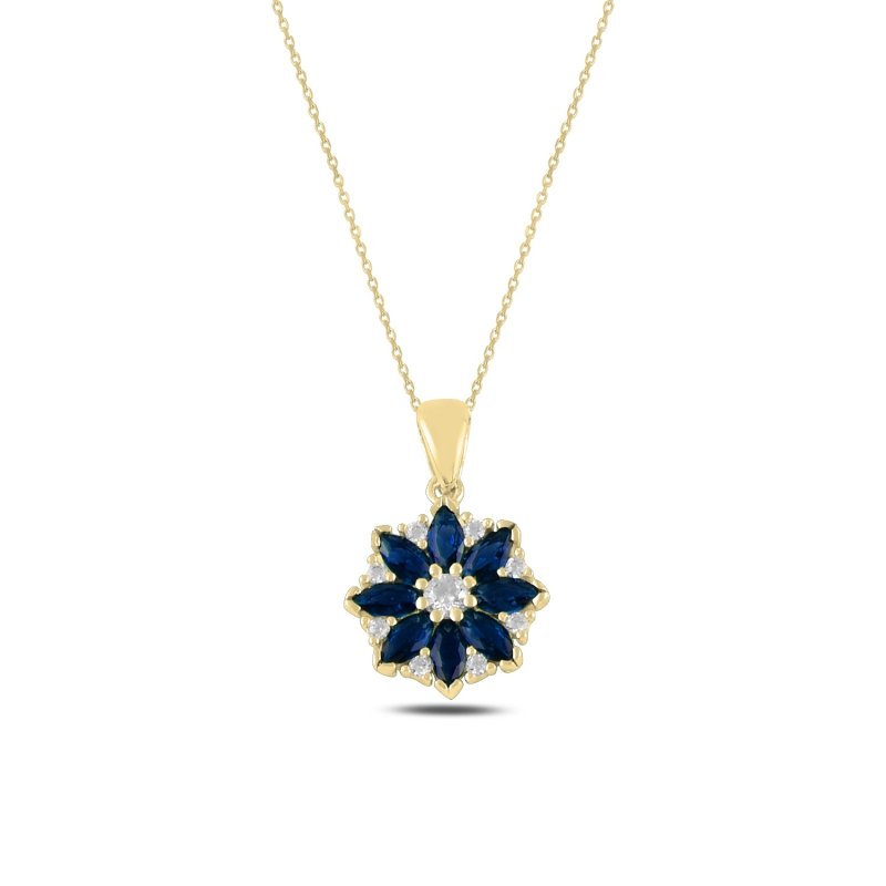 Flower%20Sapphire%20CZ%20Necklace-Gold%20Plated