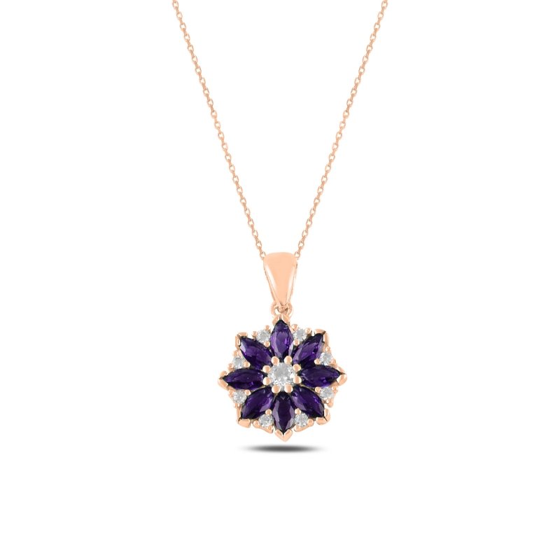 Flower%20Amethyst%20CZ%20Necklace-Rose%20Gold%20Plated