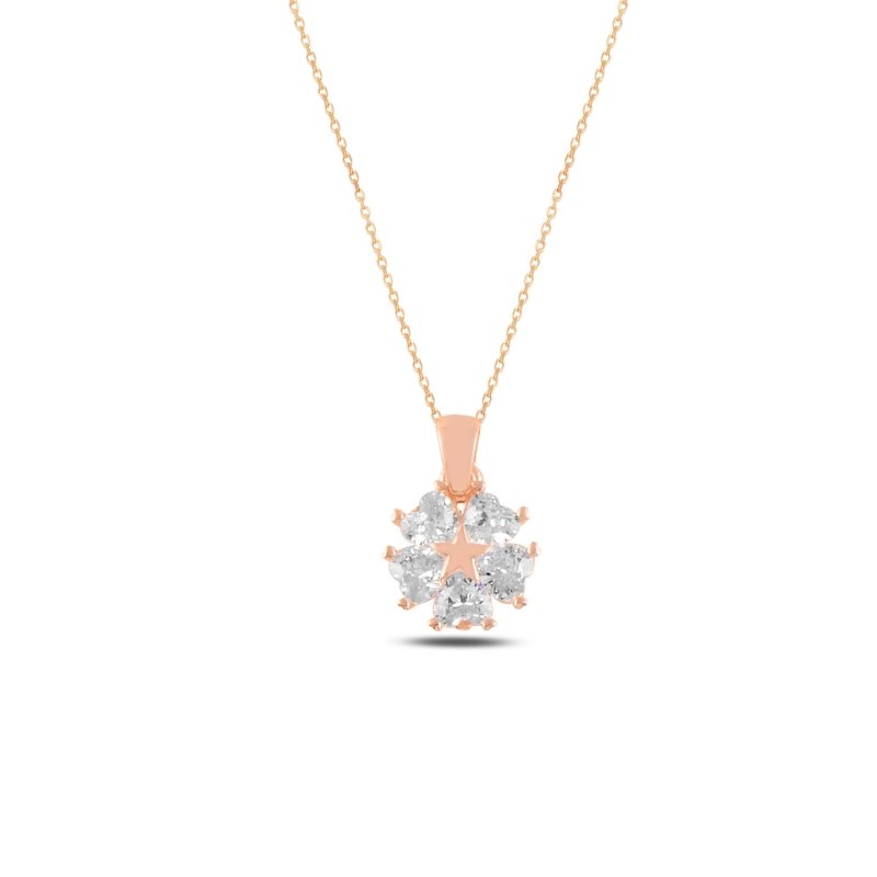 Heart%20CZ%20Flower%20&%20Star%20Necklace-Rose%20Gold%20Plated