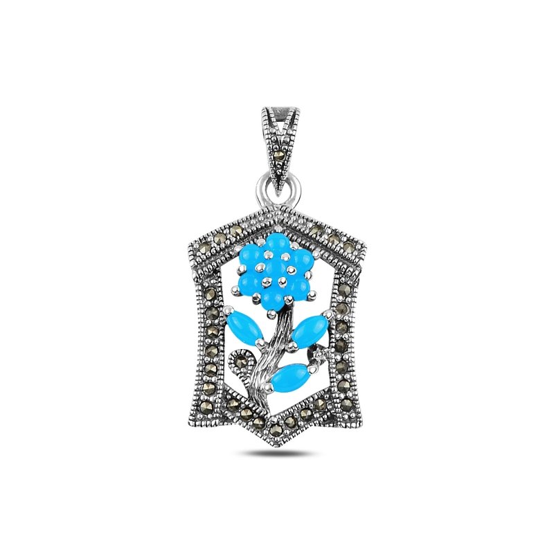 Gemstone%20&%20Marcasite%20Flower%20Pendant