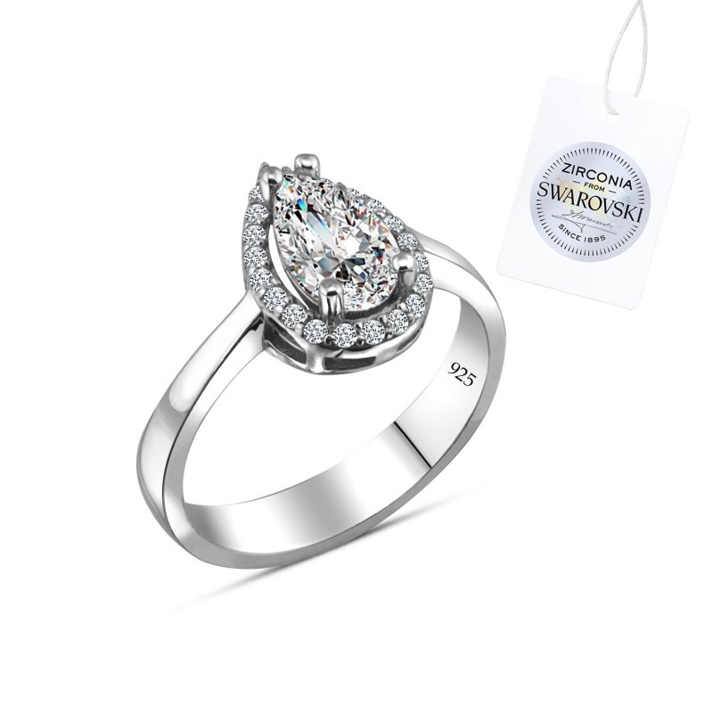 Swarovski%20Zirconia%20Halo%20Teardrop%20Solitaire%20Ring