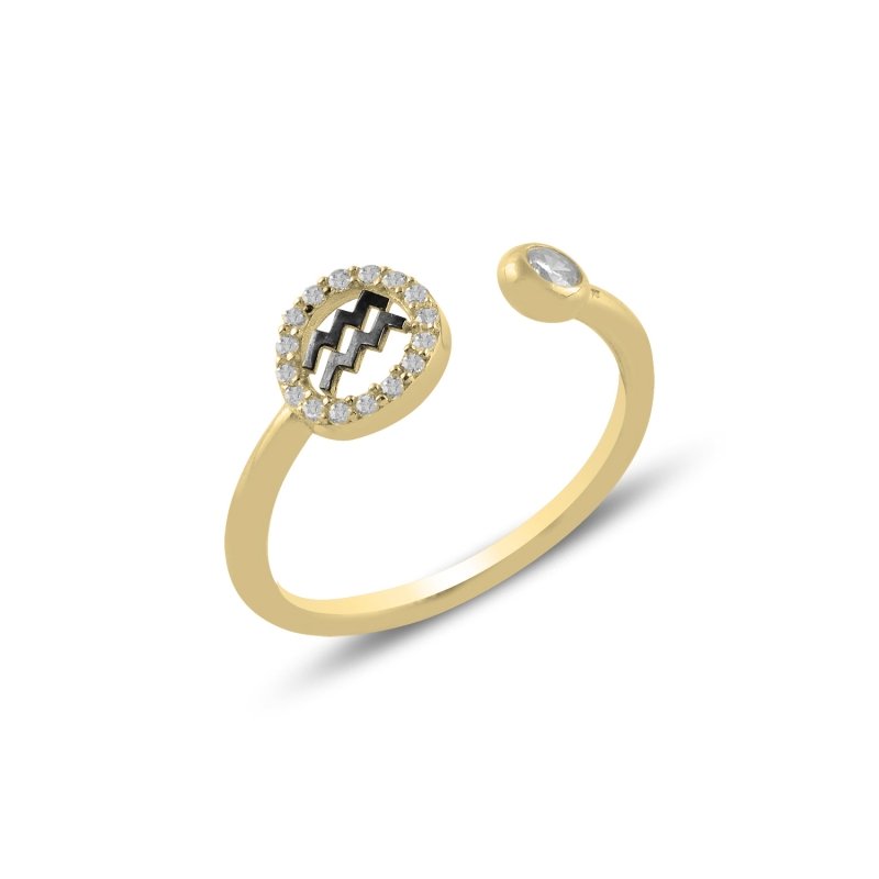 Aquarius%20Zodiac%20CZ%20Adjustable%20Size%20Ring-Altın%20kaplama