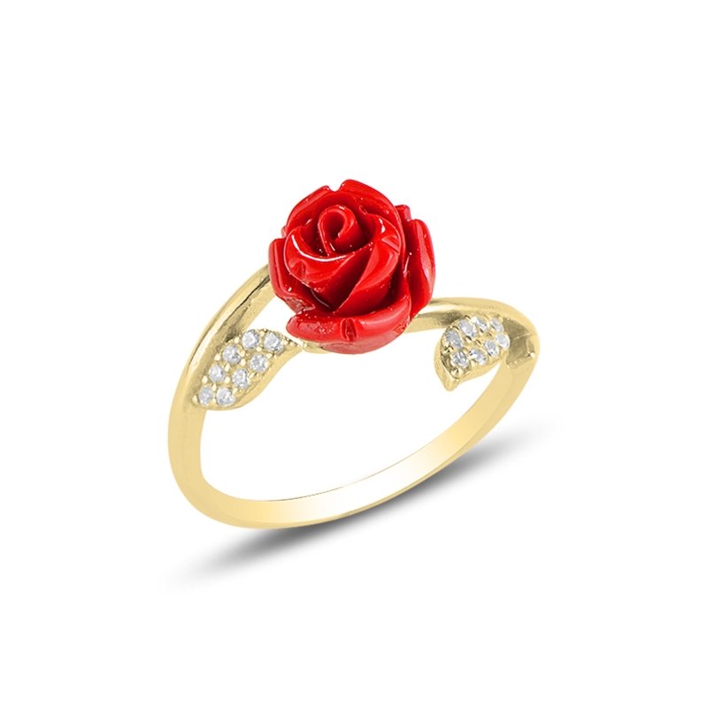 Rose%20&%20CZ%20Adjustable%20Size%20Ring-Altın%20kaplama