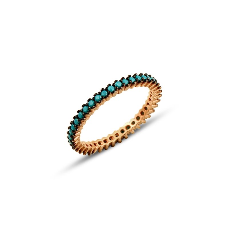 Rose%20Gold%20Plated%20Turquoise%20CZ%20Single%20Row%20Eternity%20Ring%20With%20Black