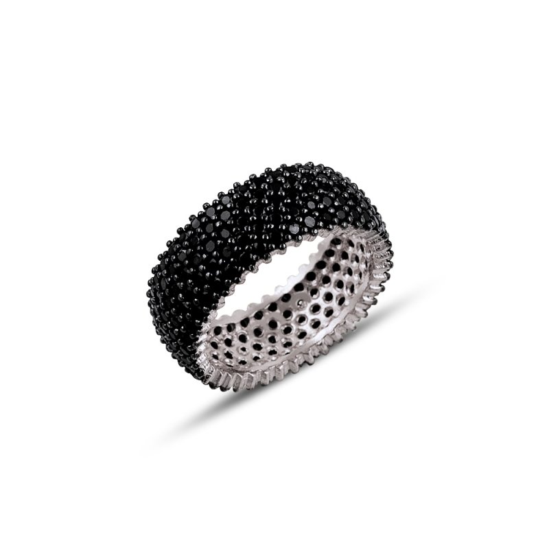 Rhodium%20Plated%20Black%20CZ%205%20Row%20Eternity%20Ring%20With%20Black