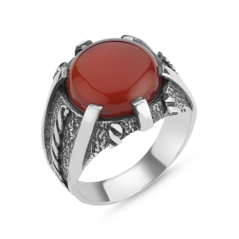 Men’s%20Oxidized%20Ring%20with%20Round%20Red%20Agate