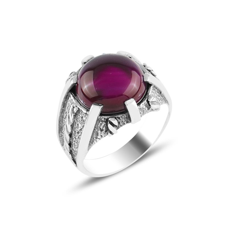 Men’s%20Oxidized%20Ring%20with%20Round%20Red%20Agate