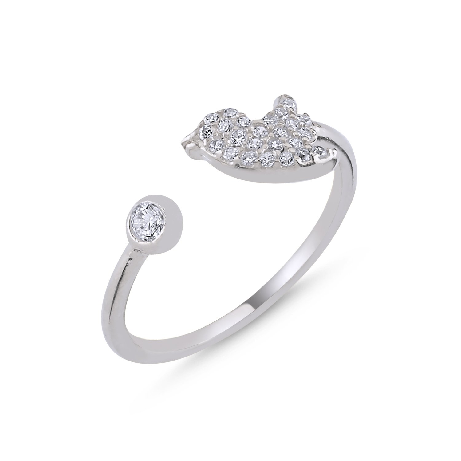 Birdie%20White%20CZ%20Adjustable%20Size%20Ring-Rodyum%20kaplama