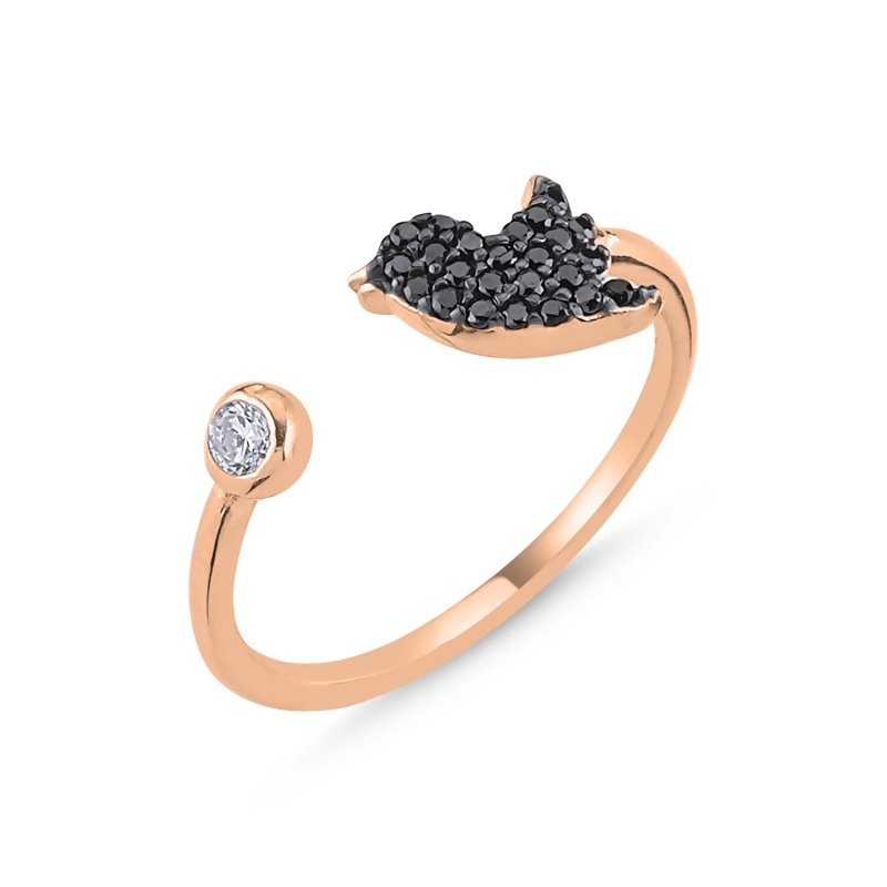 Birdie%20Black%20CZ%20Adjustable%20Size%20Ring-Rose%20Gold%20Plated