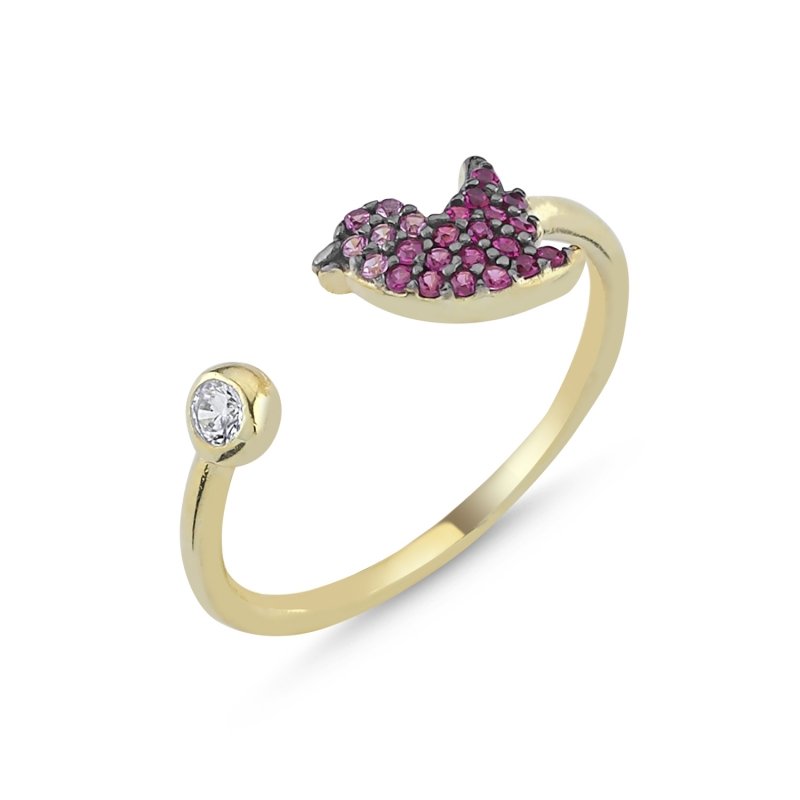 Shades%20of%20Pink%20CZ%20Birdie%20Adjustable%20Size%20Ring-Gold%20Plated