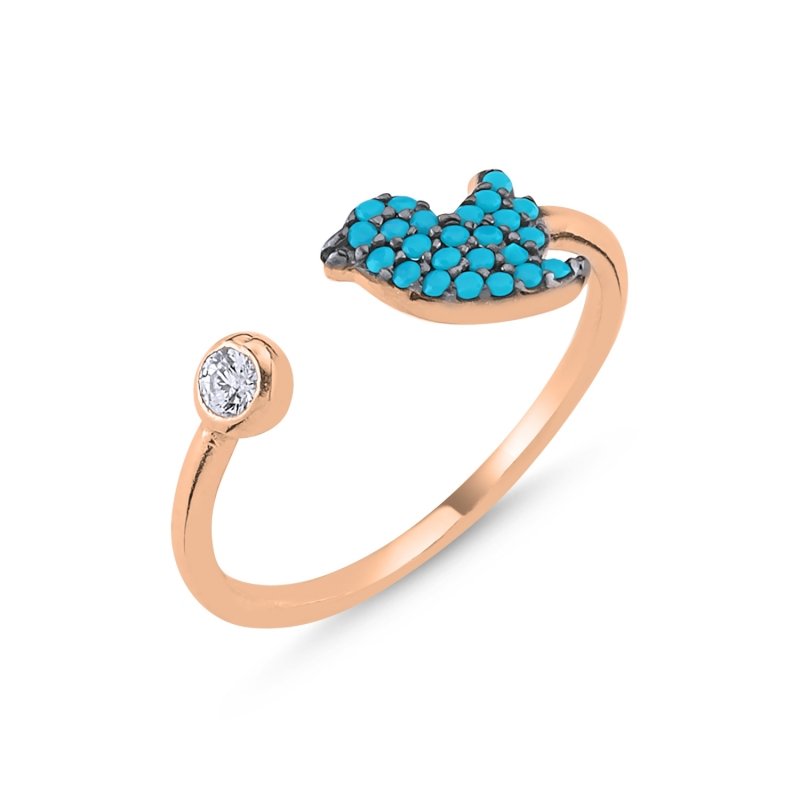 Turquoise%20CZ%20Birdie%20Adjustable%20Size%20Ring-Rose%20Gold%20Plated