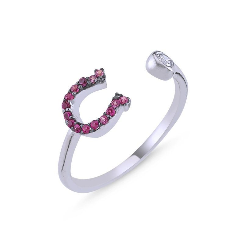 Lucky%20Horseshoe%20Shades%20of%20Pink%20CZ%20Adjustable%20Size%20Ring