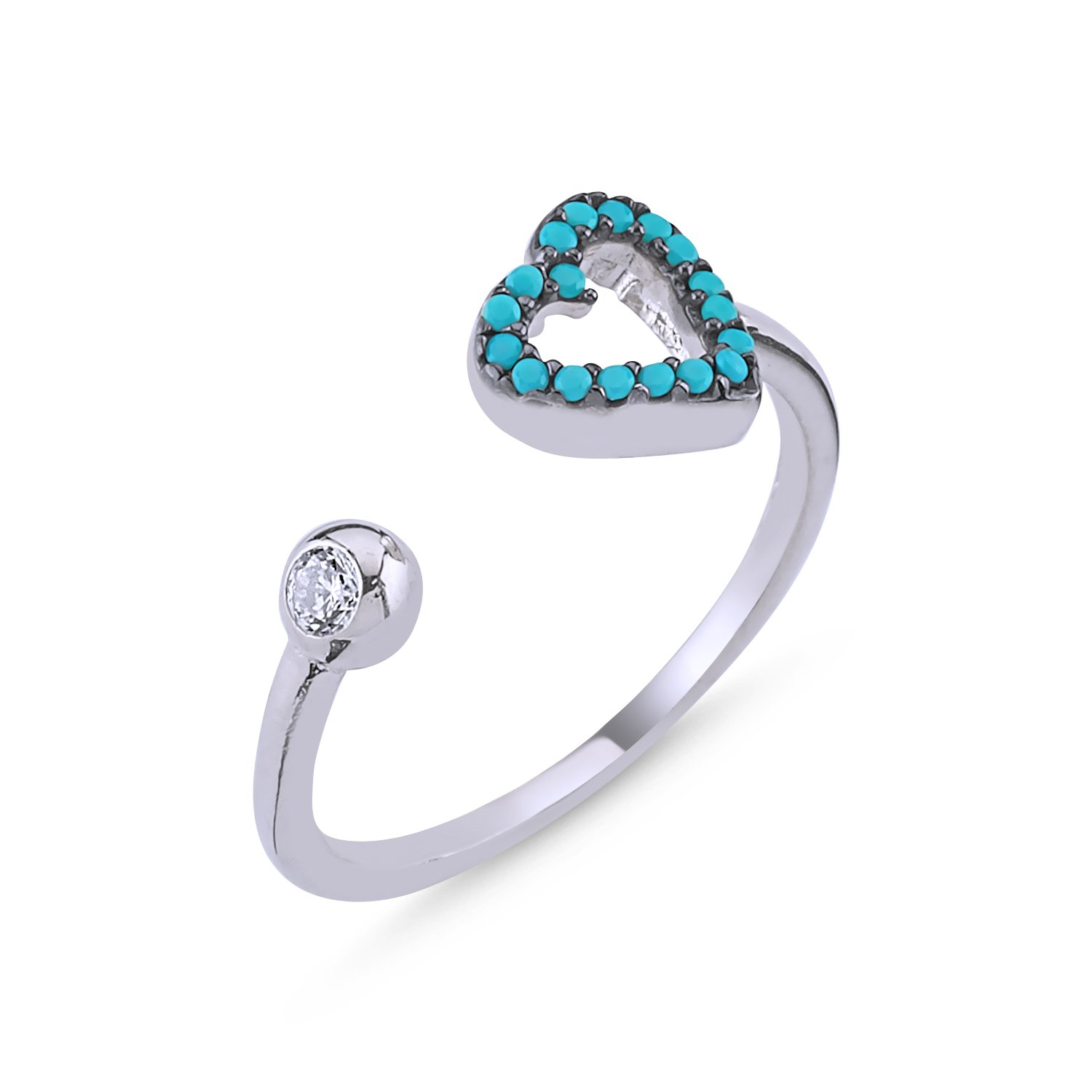 Heart%20Turquoise%20CZ%20Adjustable%20Size%20Ring-Rodyum%20kaplama