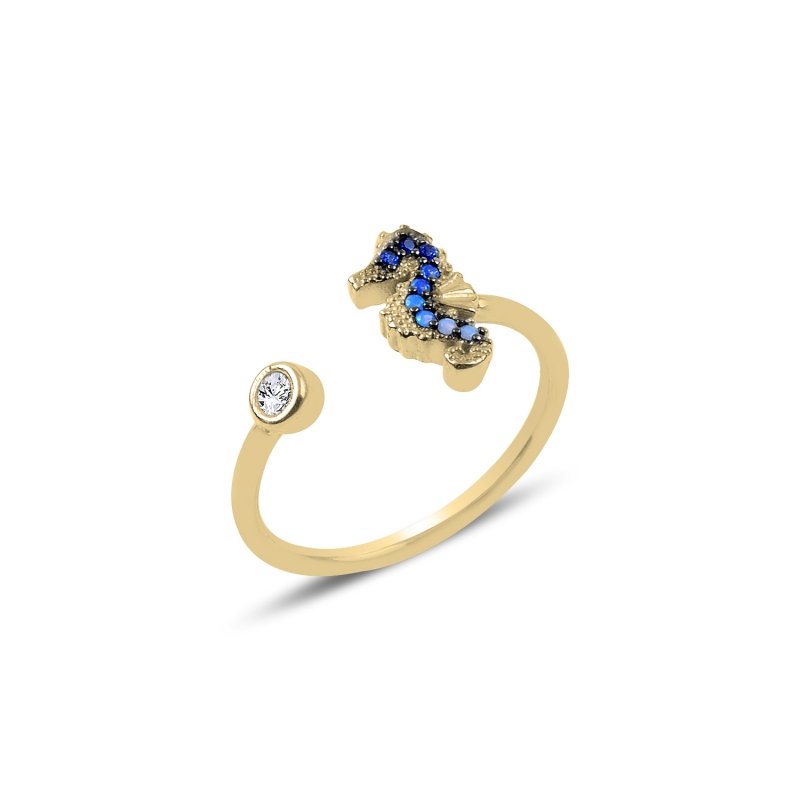 Nano%20Shades%20of%20Blue%20Adjustable%20Size%20Seahorse%20Ring-Gold%20Plated