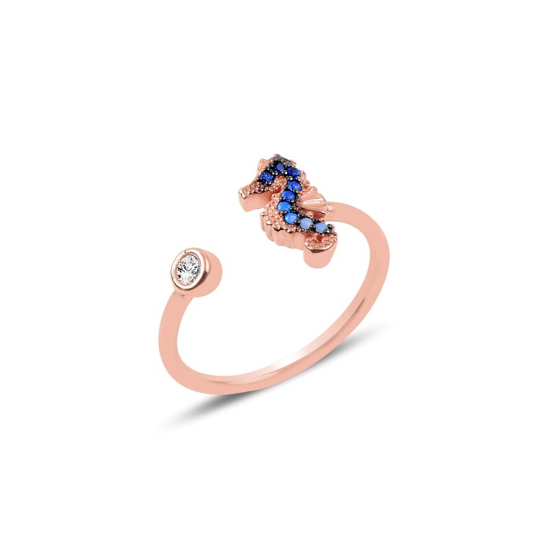 Nano%20Shades%20of%20Blue%20Adjustable%20Size%20Seahorse%20Ring-Rose%20Gold%20Plated