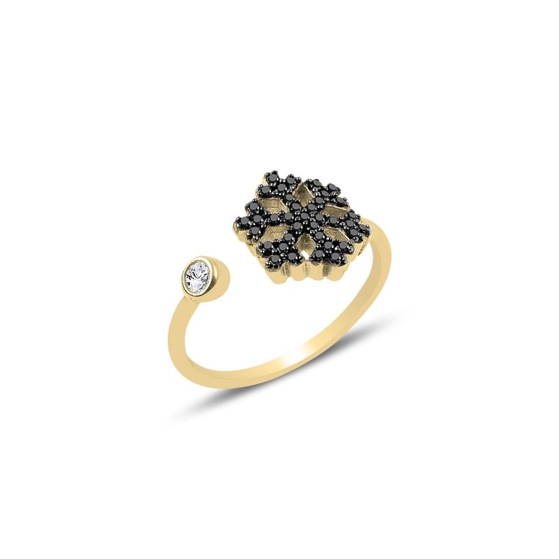 Black%20CZ%20Adjustable%20Size%20Snowflake%20Ring-Gold%20Plated