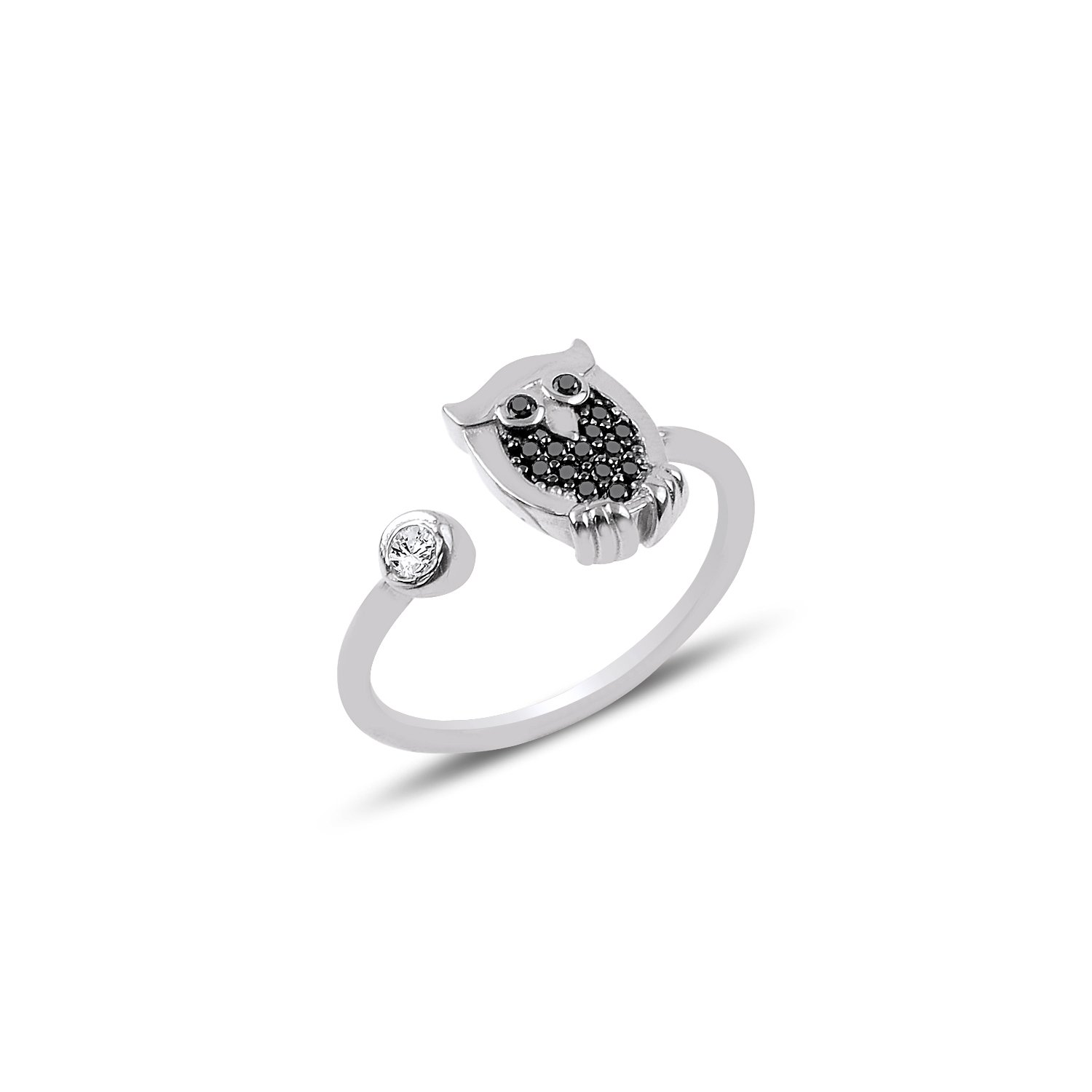 Black%20CZ%20Adjustable%20Size%20Owl%20Ring-Rodyum%20kaplama