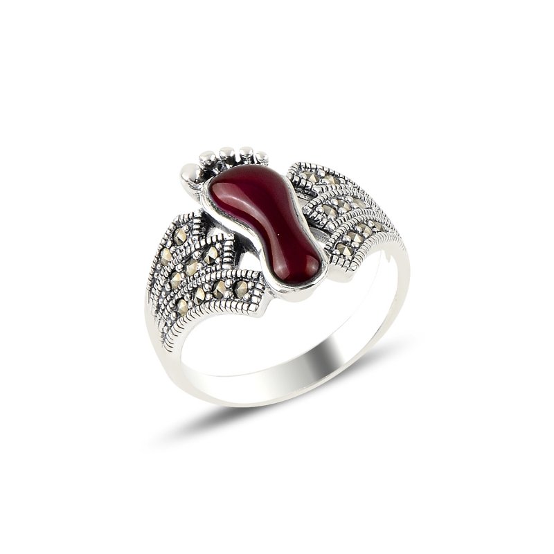 Red%20Agate%20&%20Marcasite%20Footprint%20Ring