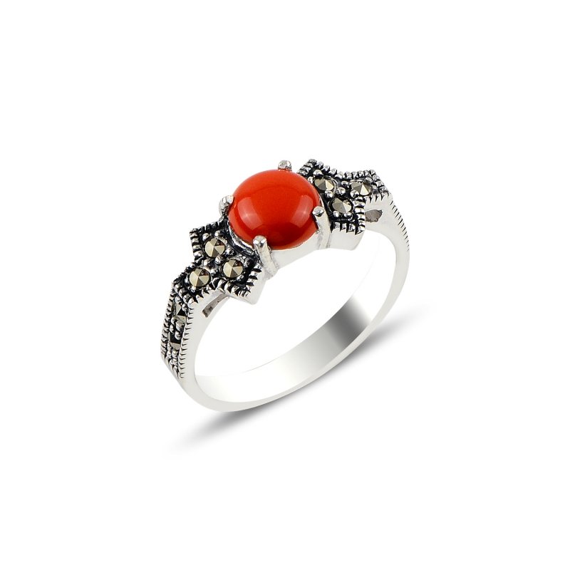 Coral%20&%20Marcasite%20Ring