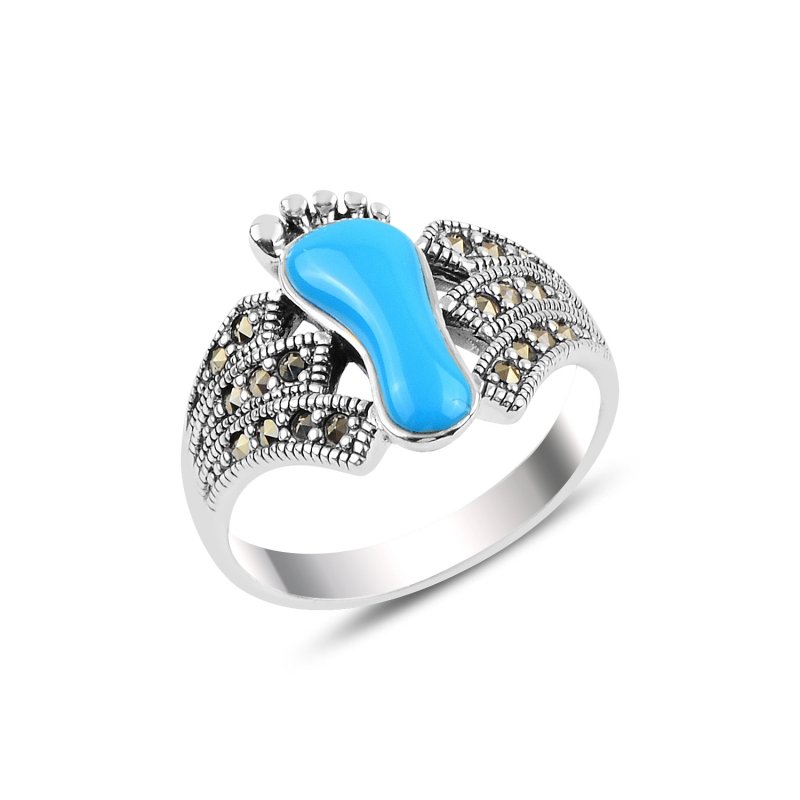 Turquoise%20&%20Marcasite%20Footprint%20Ring