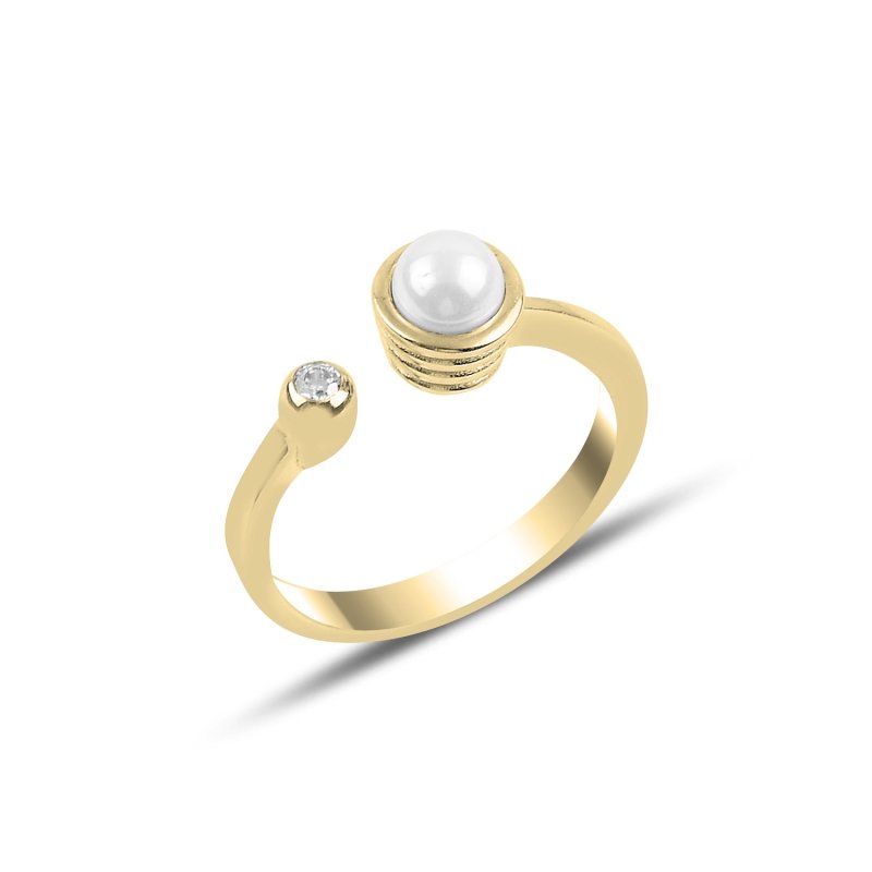 Pearl%20&%20CZ%20Solitaire%20Ring-Gold%20Plated