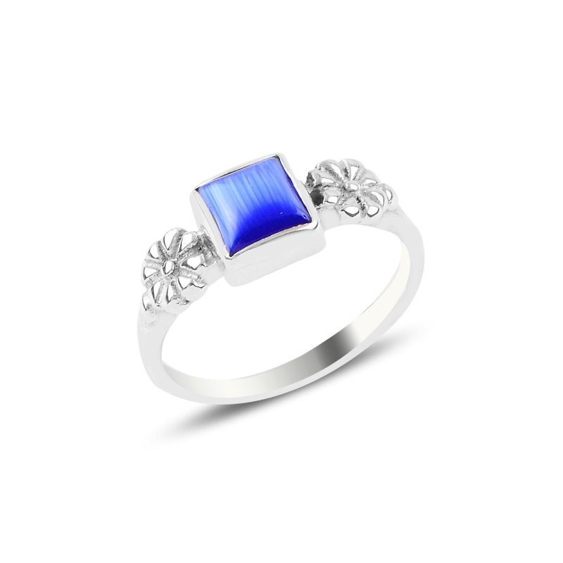 Navy%20Blue%20Cat’s%20Eye%20Daisy%20Solitaire%20Ring