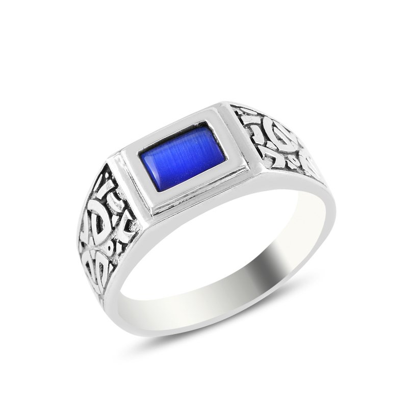 Navy%20Blue%20Cat’s%20Eye%20Men’s%20Ring