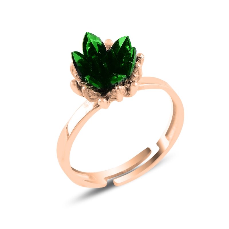 Lotus%20Flower%20Emerald%20CZ%20Ring-Rose%20Gold%20Plated